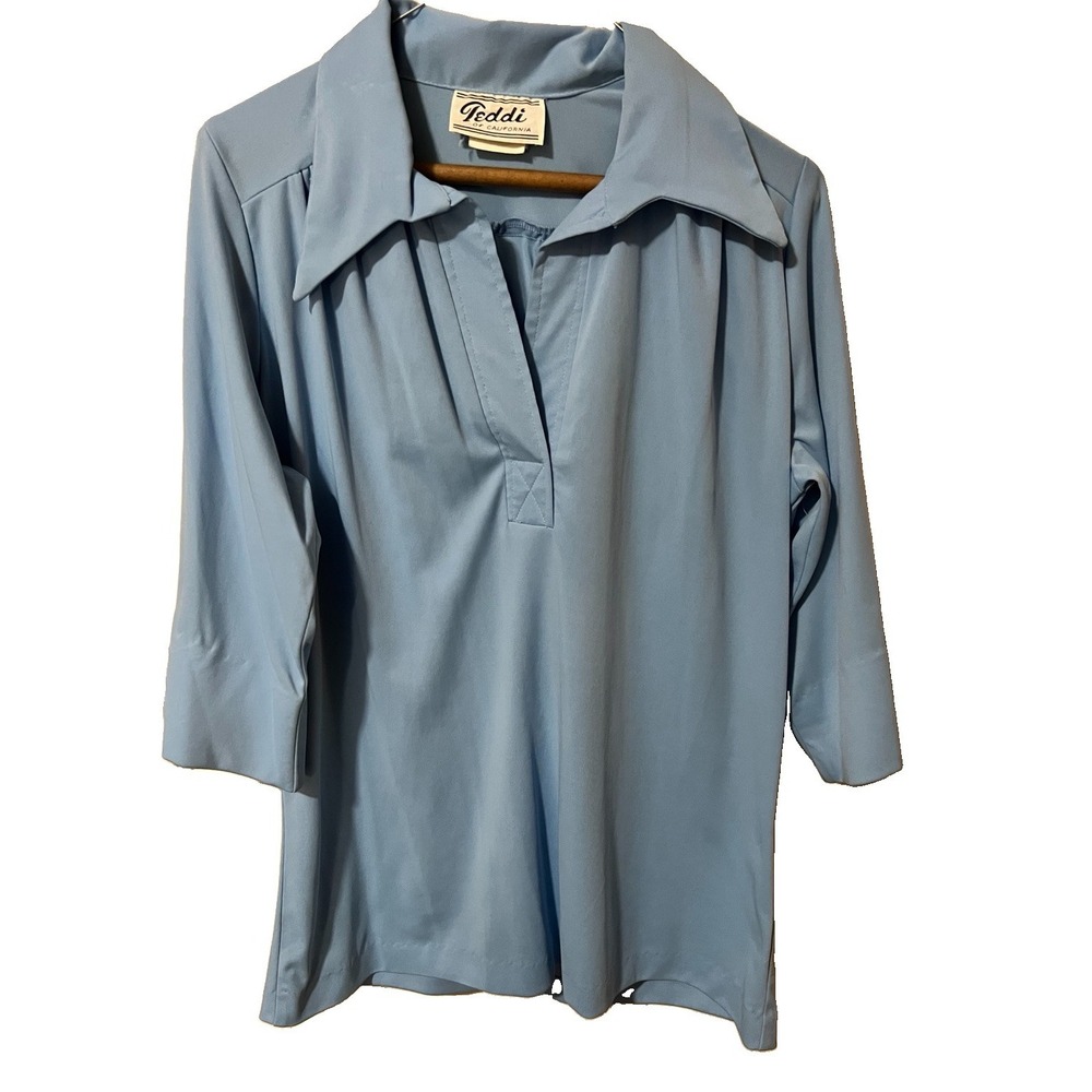 Vintage Blue Pullover‎ Blouse Sz 16 Teddi Of California Chest 46